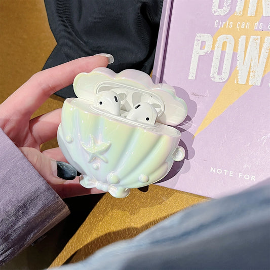 Funda protectora para AirPods diseño de concha marina