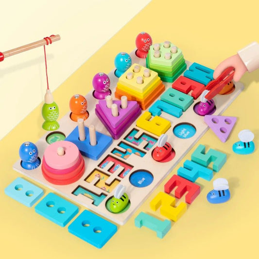 TABLERO DIDACTICO MULTIFUNCIONAL 4 EN 1 X44PCS